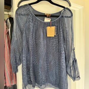 Silk Elegant Sheer Blue Blouse